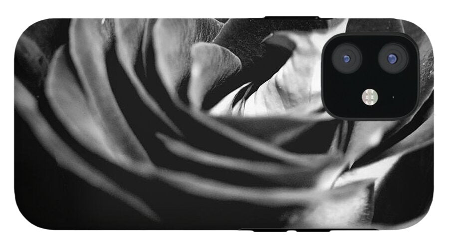 Large Black and White Rose - Phone Case