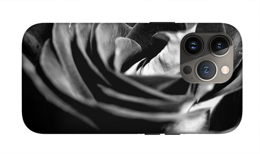 Large Black and White Rose - Phone Case