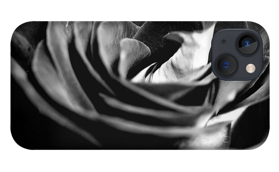 Large Black and White Rose - Phone Case