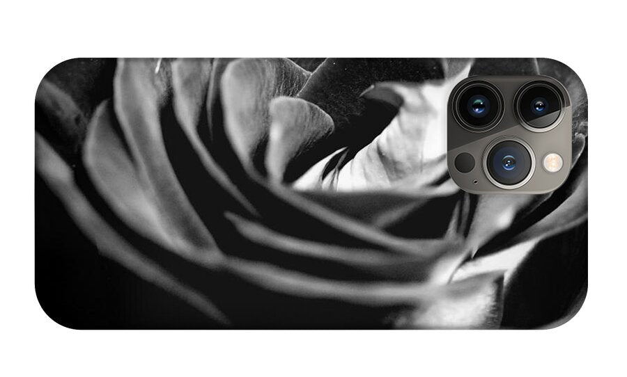Large Black and White Rose - Phone Case