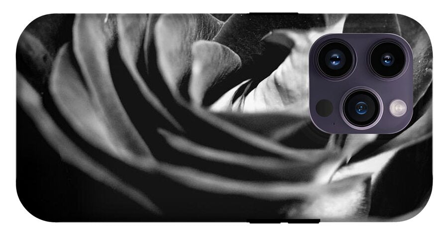 Large Black and White Rose - Phone Case