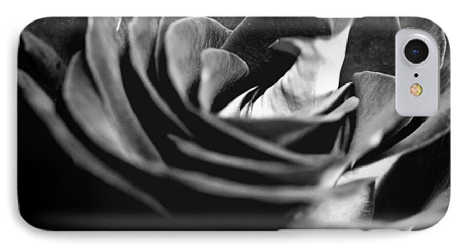 Large Black and White Rose - Phone Case