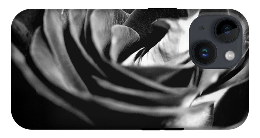 Large Black and White Rose - Phone Case