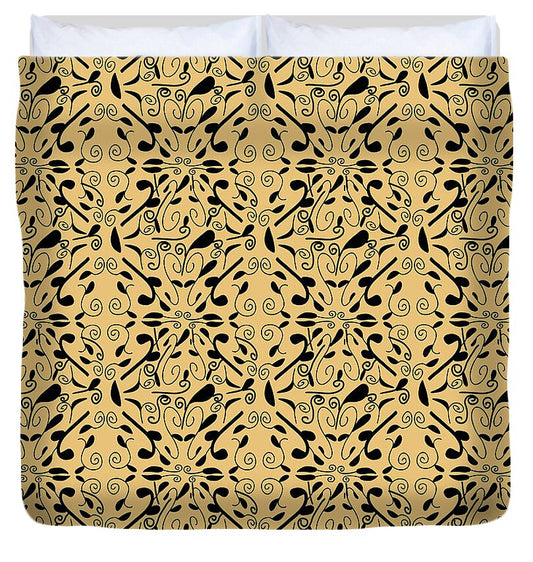 Leaf and Vine on Light Orange - Duvet Cover