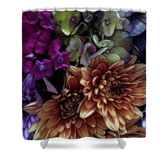 October Flowers 1 - Shower Curtain