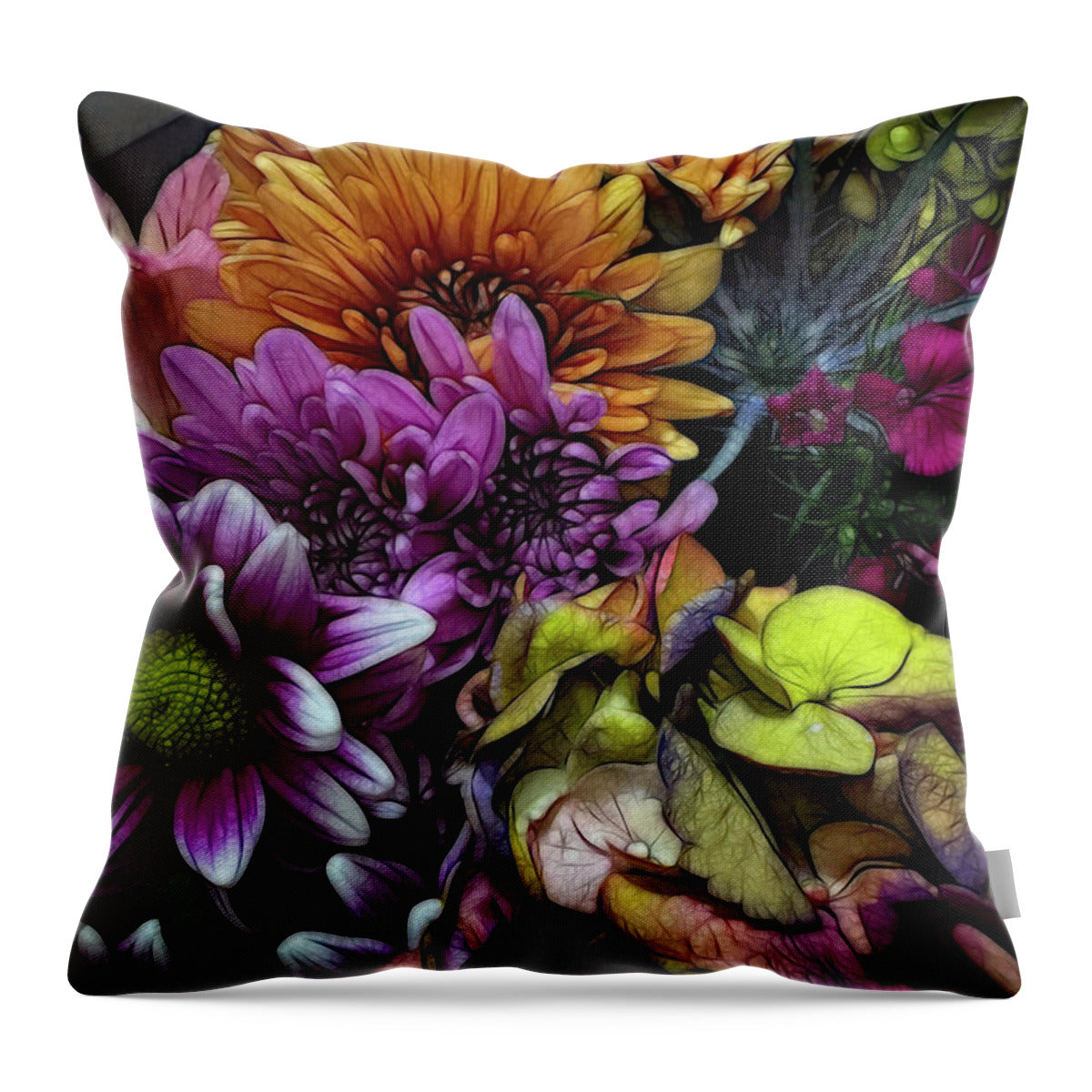 October Flowers 6 - Throw Pillow
