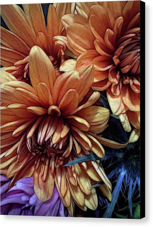 October Flowers 8 Vibrant Orange Flowers Close-Up - Canvas Print
