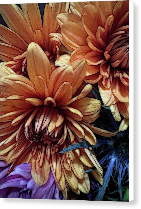 October Flowers 8 Vibrant Orange Flowers Close-Up - Canvas Print