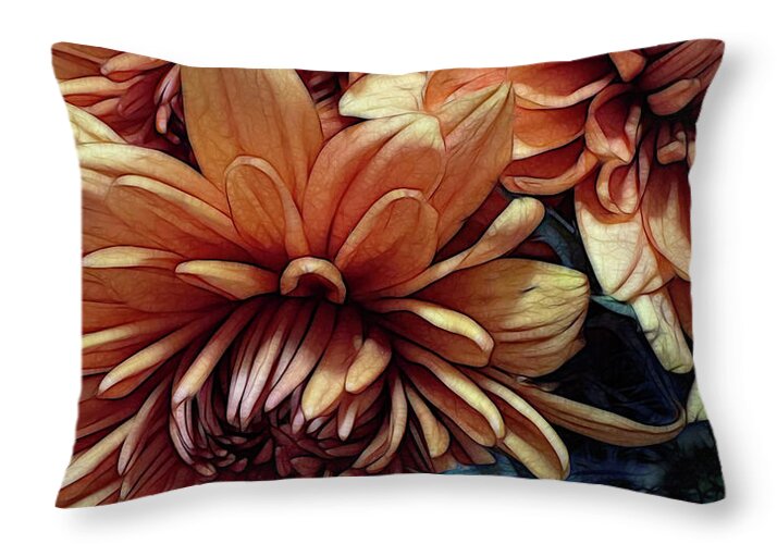 October Flowers 8 Vibrant Orange Flowers Close-Up - Throw Pillow