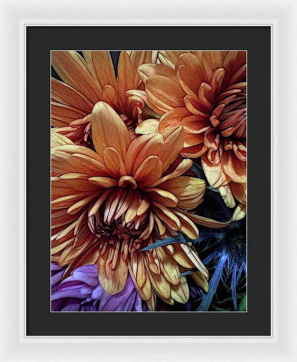 October Flowers 8 Vibrant Orange Flowers Close-Up - Framed Print