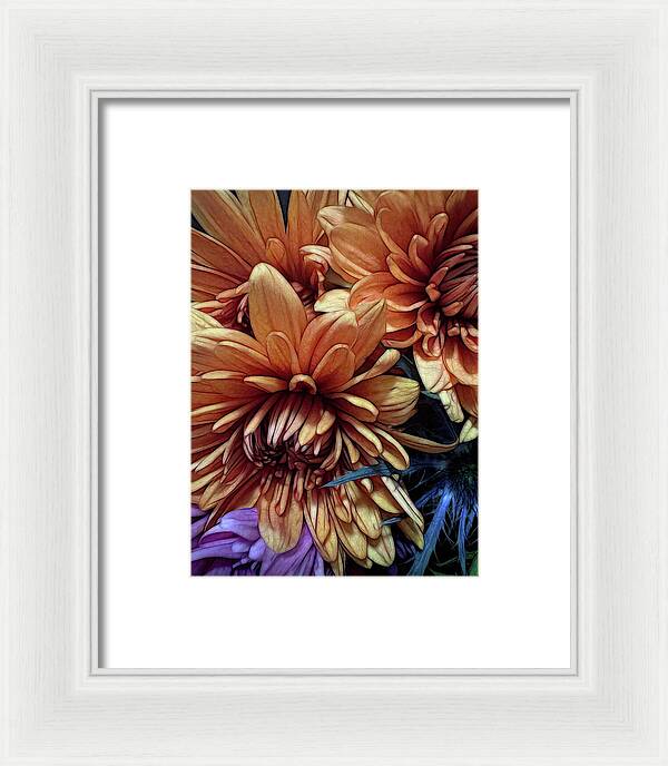 October Flowers 8 Vibrant Orange Flowers Close-Up - Framed Print