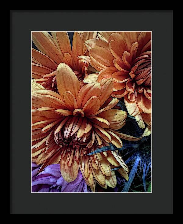 October Flowers 8 Vibrant Orange Flowers Close-Up - Framed Print