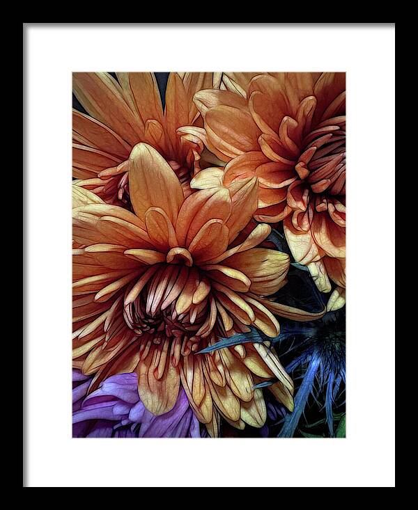 October Flowers 8 Vibrant Orange Flowers Close-Up - Framed Print