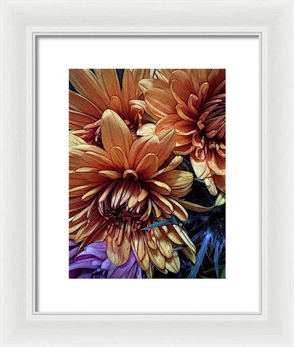 October Flowers 8 Vibrant Orange Flowers Close-Up - Framed Print