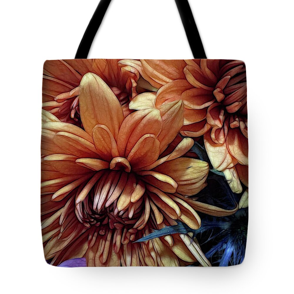 October Flowers 8 Vibrant Orange Flowers Close-Up - Tote Bag
