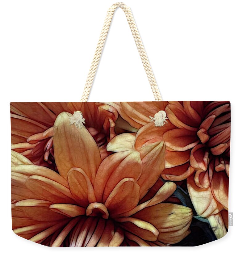 October Flowers 8 Vibrant Orange Flowers Close-Up - Weekender Tote Bag
