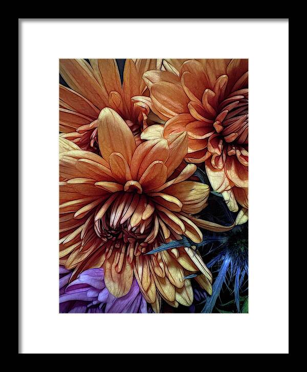 October Flowers 8 Vibrant Orange Flowers Close-Up - Framed Print