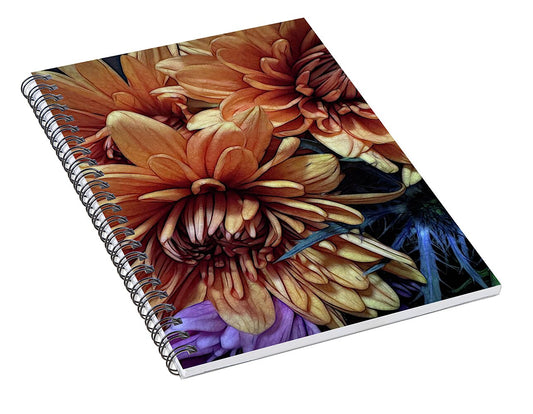 October Flowers 8 Vibrant Orange Flowers Close-Up - Spiral Notebook