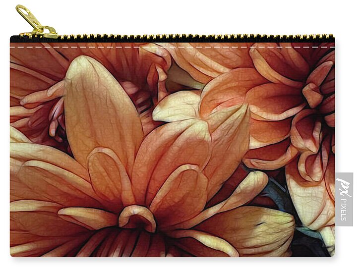 October Flowers 8 Vibrant Orange Flowers Close-Up - Zip Pouch
