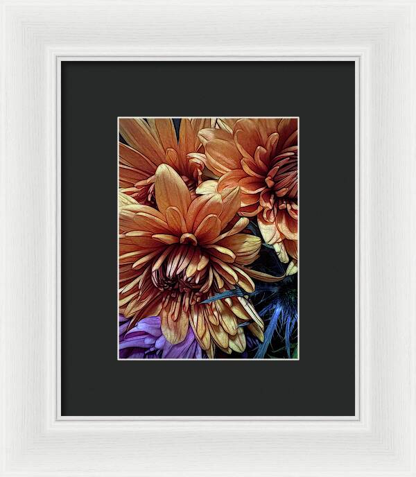 October Flowers 8 Vibrant Orange Flowers Close-Up - Framed Print