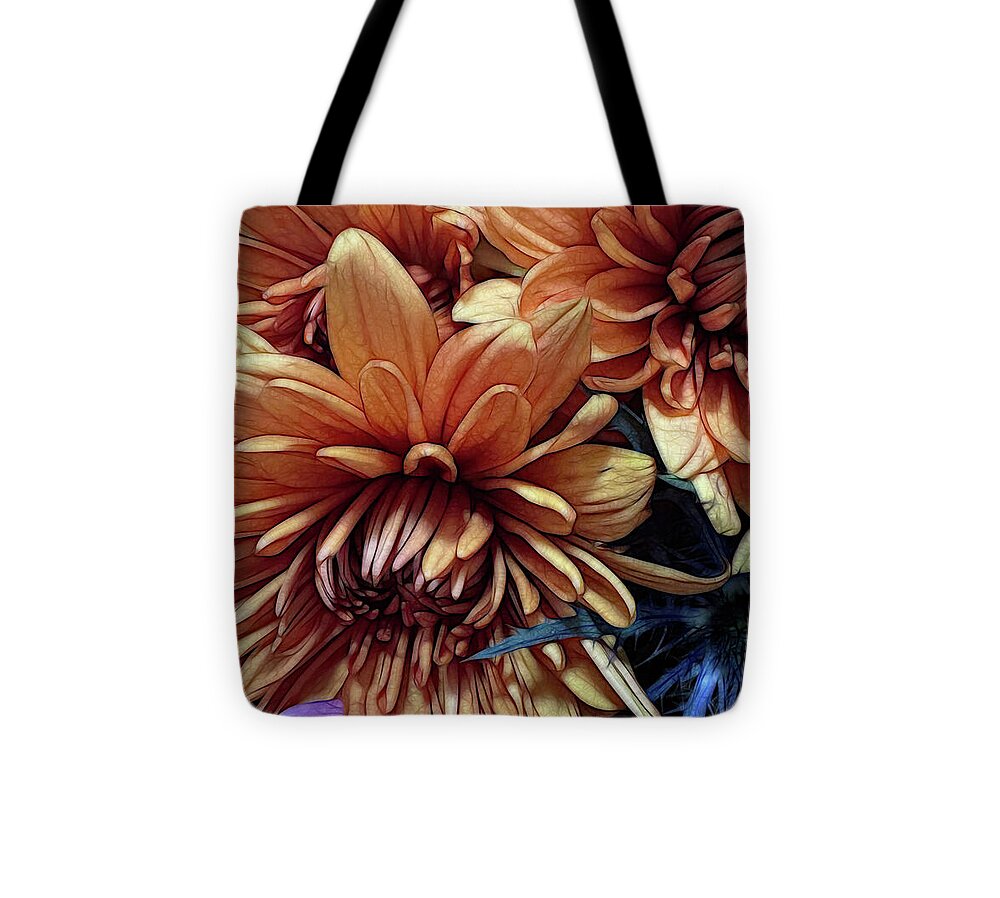 October Flowers 8 Vibrant Orange Flowers Close-Up - Tote Bag