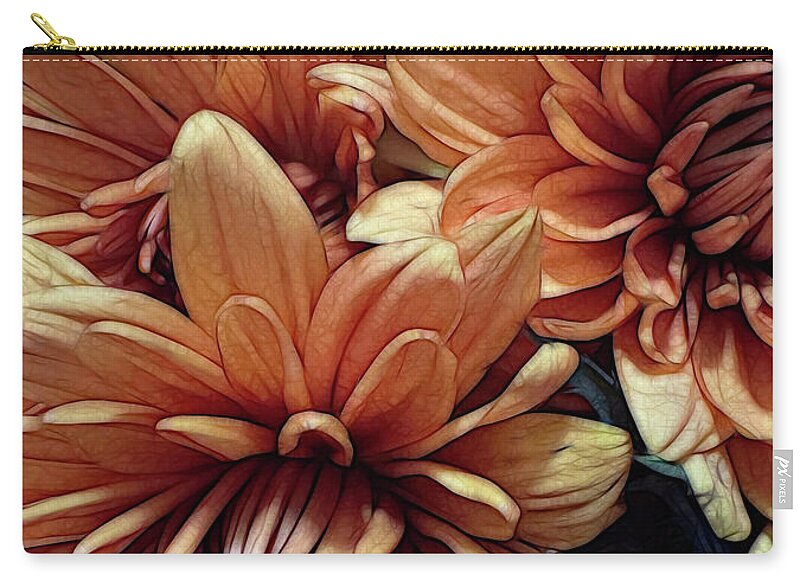 October Flowers 8 Vibrant Orange Flowers Close-Up - Zip Pouch