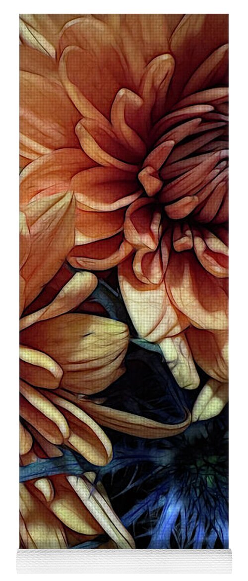 October Flowers 8 Vibrant Orange Flowers Close-Up - Yoga Mat