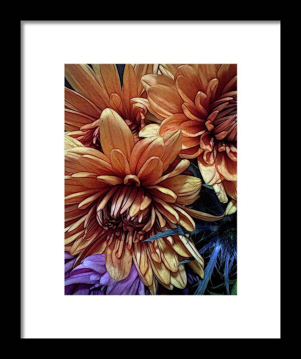 October Flowers 8 Vibrant Orange Flowers Close-Up - Framed Print