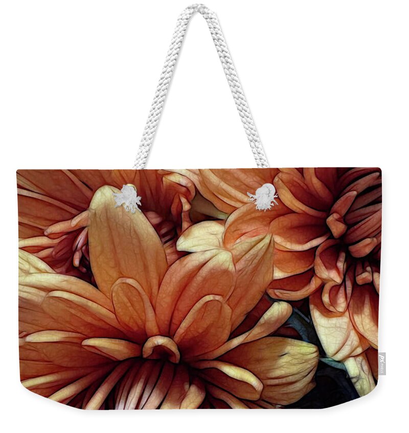 October Flowers 8 Vibrant Orange Flowers Close-Up - Weekender Tote Bag