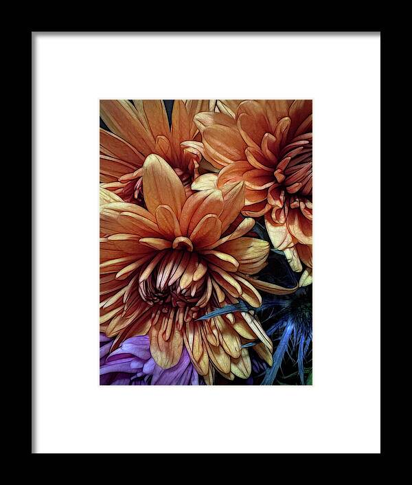 October Flowers 8 Vibrant Orange Flowers Close-Up - Framed Print