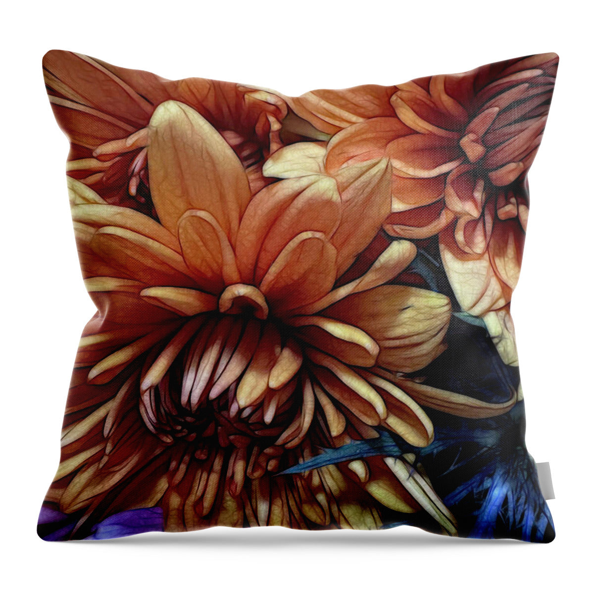 October Flowers 8 Vibrant Orange Flowers Close-Up - Throw Pillow