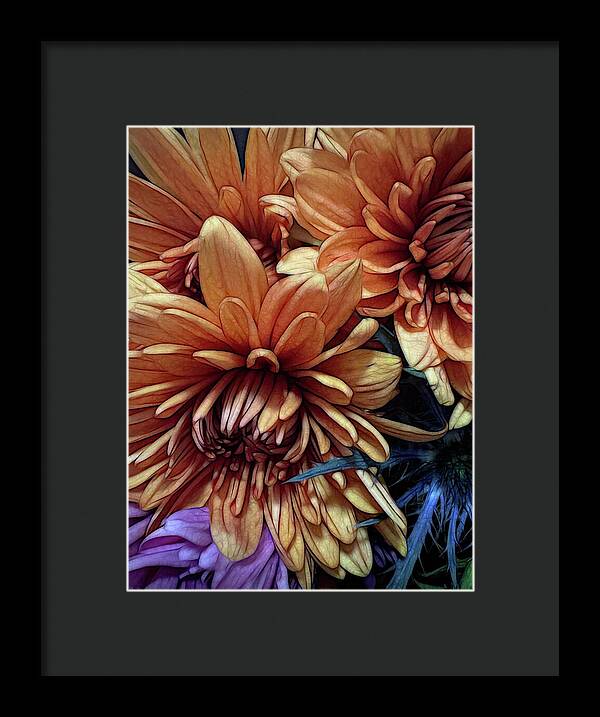 October Flowers 8 Vibrant Orange Flowers Close-Up - Framed Print
