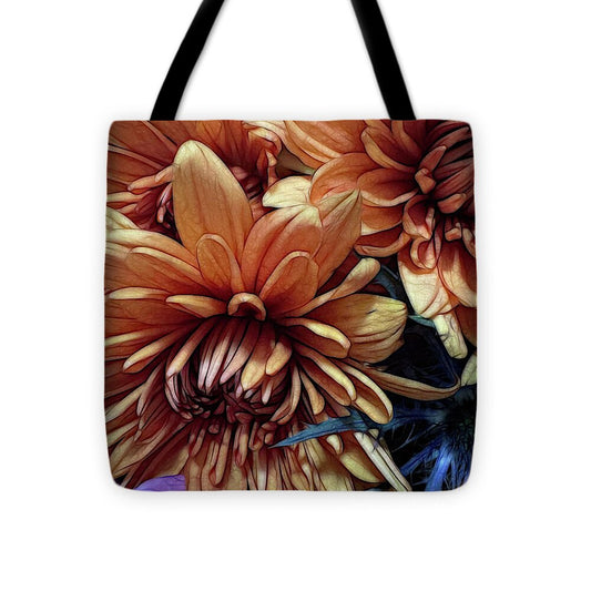 October Flowers 8 Vibrant Orange Flowers Close-Up - Tote Bag