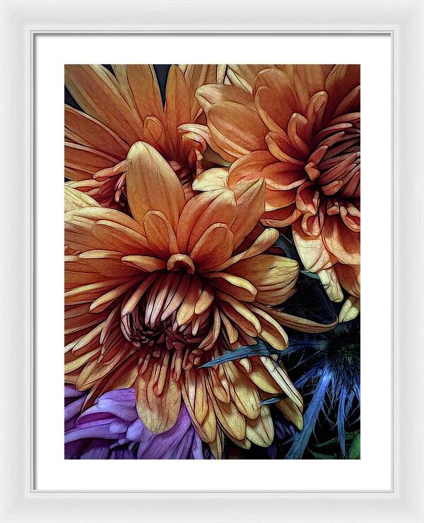 October Flowers 8 Vibrant Orange Flowers Close-Up - Framed Print