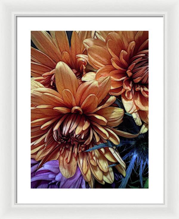 October Flowers 8 Vibrant Orange Flowers Close-Up - Framed Print