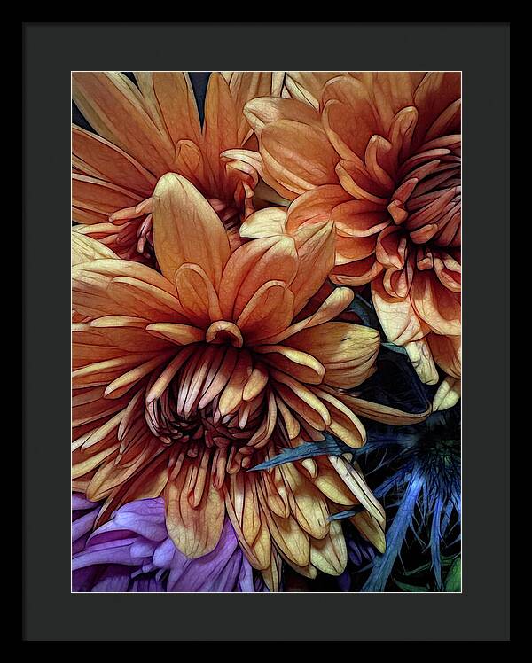 October Flowers 8 Vibrant Orange Flowers Close-Up - Framed Print