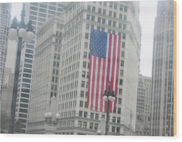 Patriotic Chicago - Wood Print