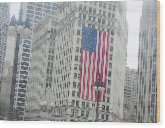 Patriotic Chicago - Wood Print