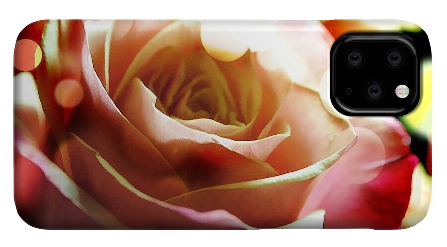 Pink Rose in Sparkling Lights - Phone Case
