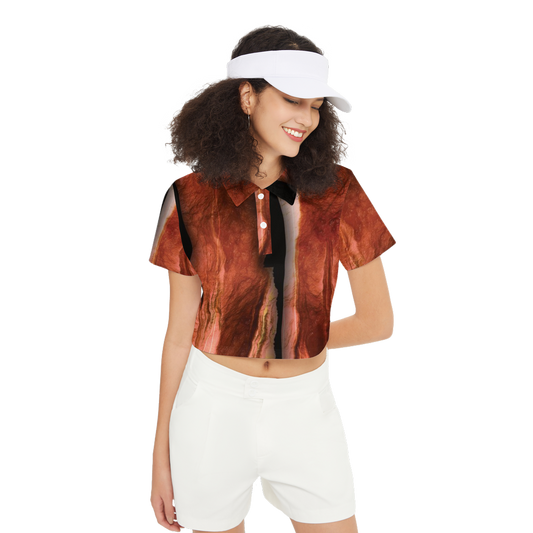 Bacon Women's Short-Sleeve Crop Polo Shirt-Heavyweight 225g
