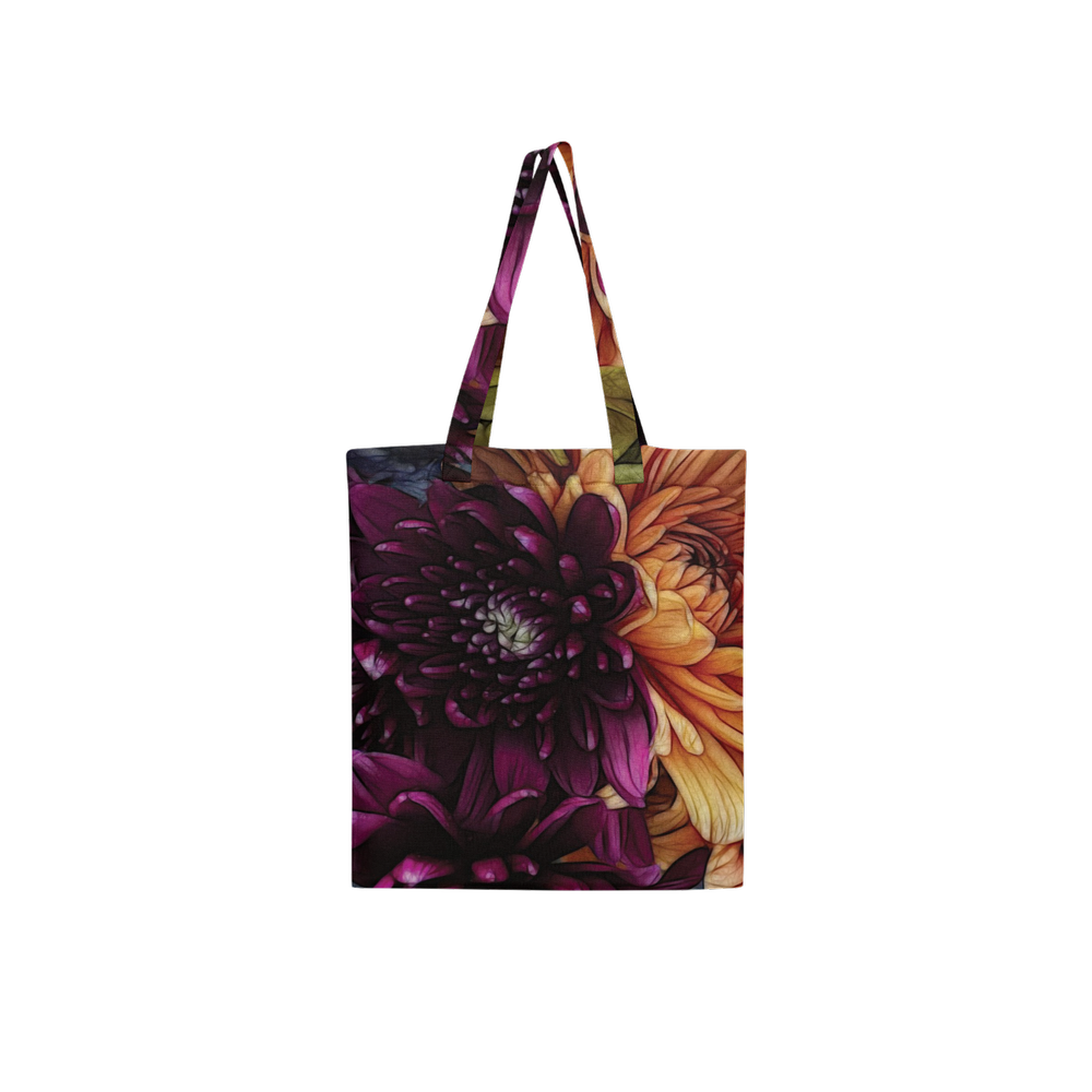 October Flowers 9 Large City Tote Bag Lined with Inside Pocket – Linen Like Fabric
