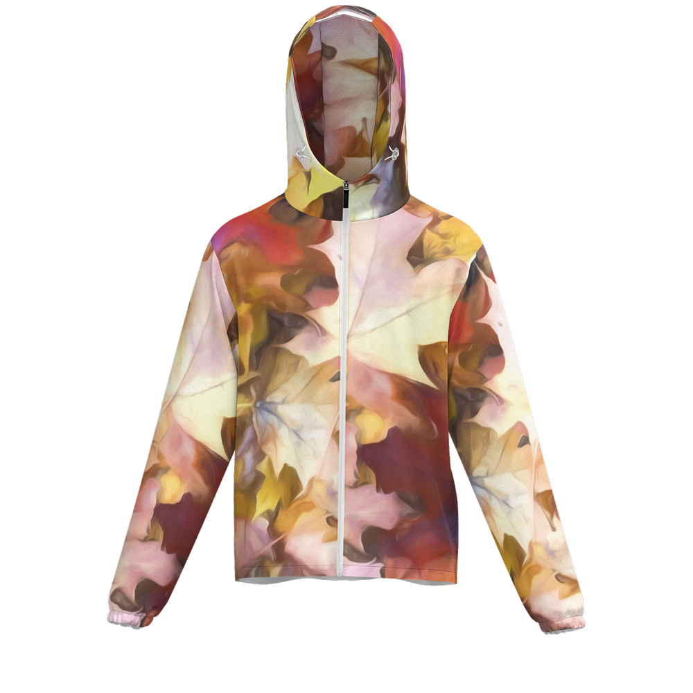 Fall Leaves Bright Unisex Full-Zip Hooded Windbreaker Jacket - Water Resistant