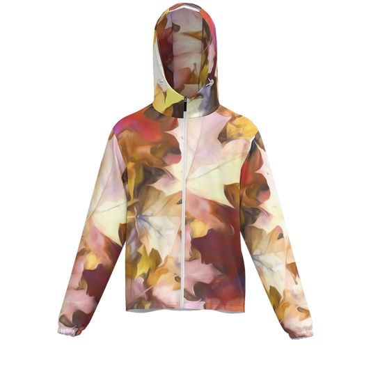 Fall Leaves Bright Unisex Full-Zip Hooded Windbreaker Jacket - Water Resistant