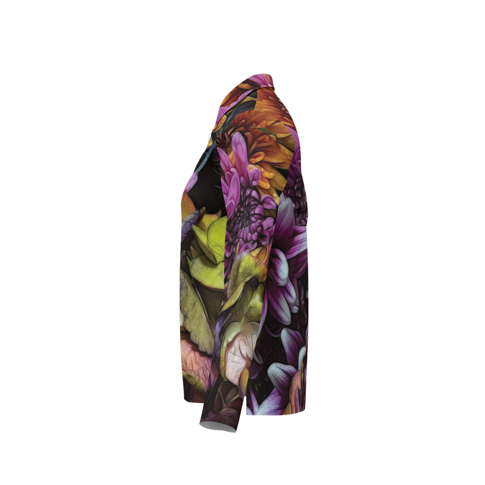 October Flowers 6 Women's Classic Fit Long-Sleeve Polo Shirt-Cotton Feel 200g