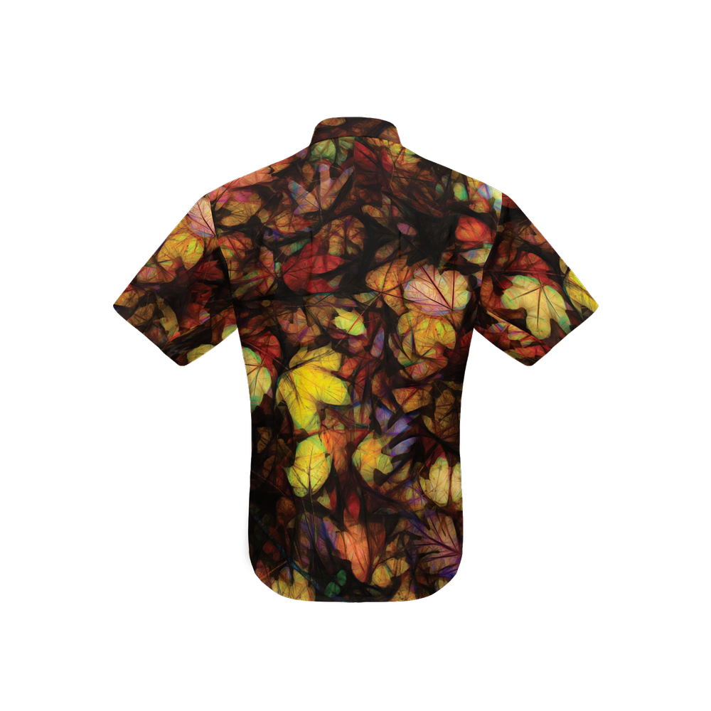 Late October Leaves Women's Short-Sleeve Button-Up Shirt-Cotton Feel