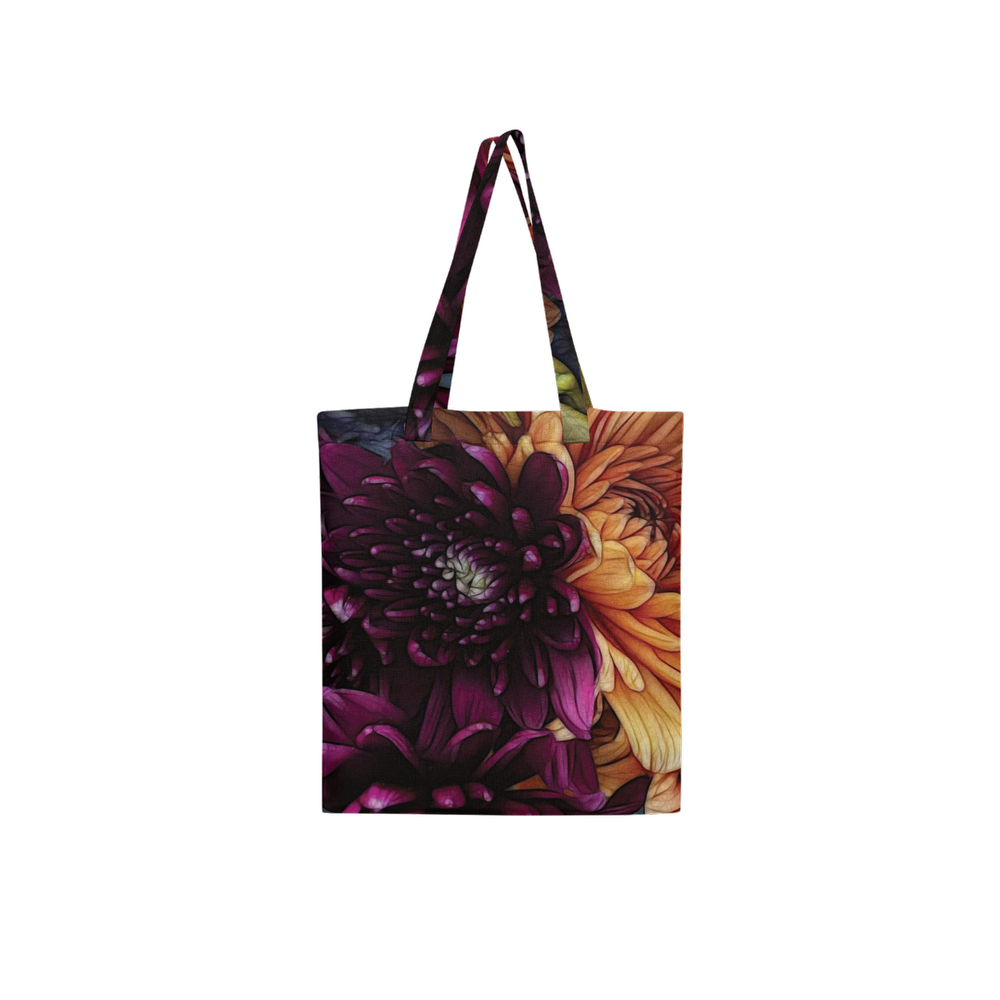 October Flowers 9 Large City Tote Bag Lined with Inside Pocket – Linen Like Fabric