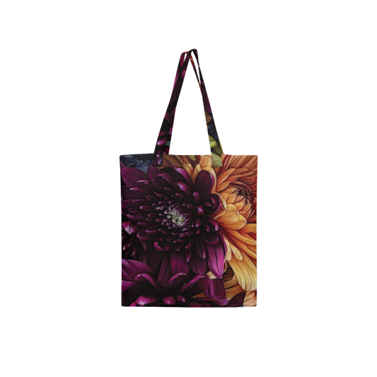 October Flowers 9 Large City Tote Bag Lined with Inside Pocket – Linen Like Fabric