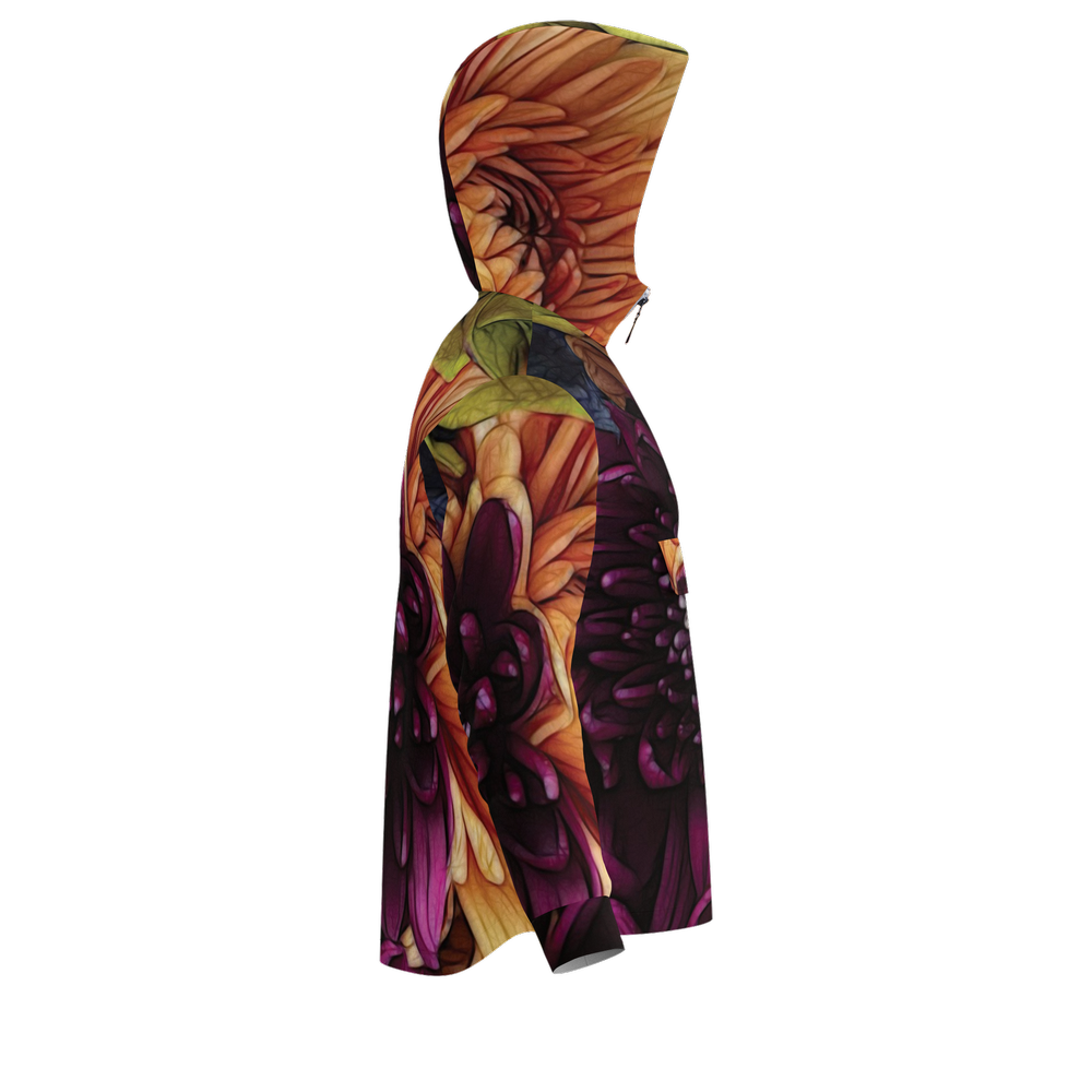 October Flowers 9 Unisex Fleece-Lined Quarter Zip Pocket Hoodie