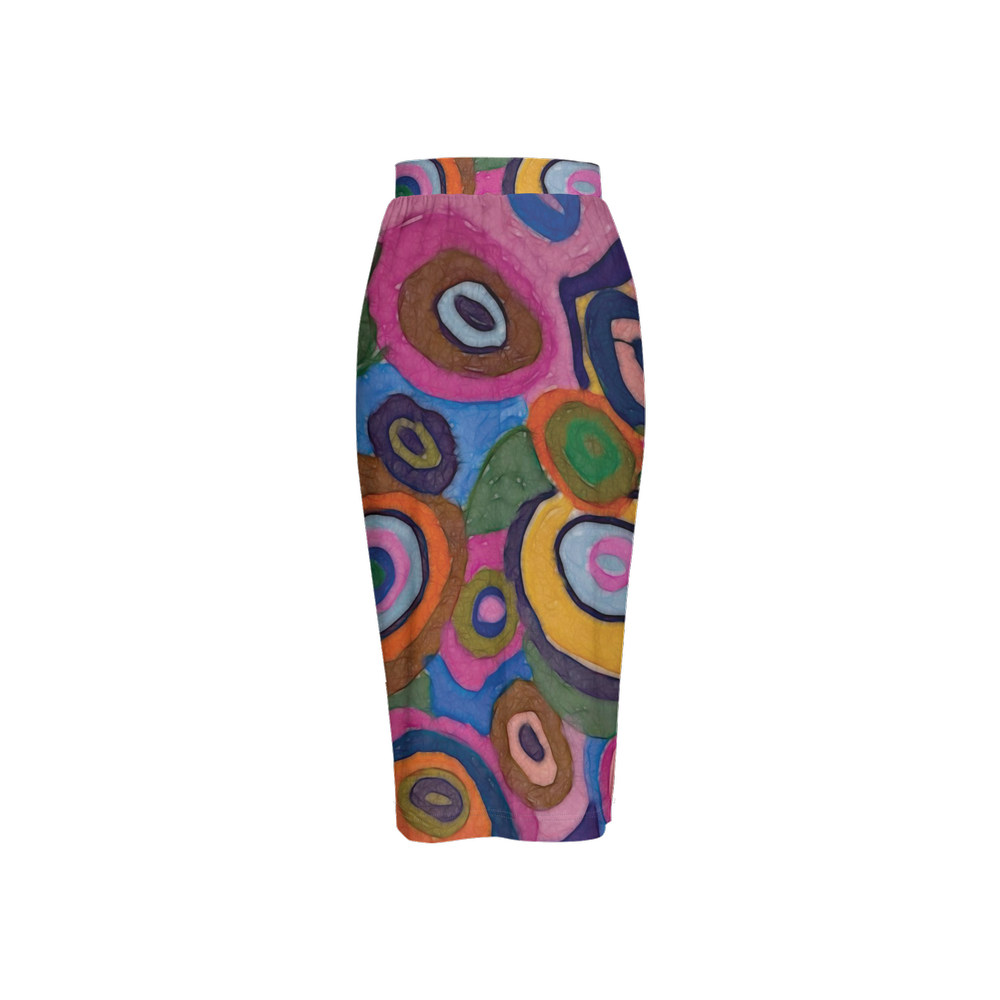 Warm Autumn Bubbles Women's Back Split Pencil Skirt-Heavy Knit