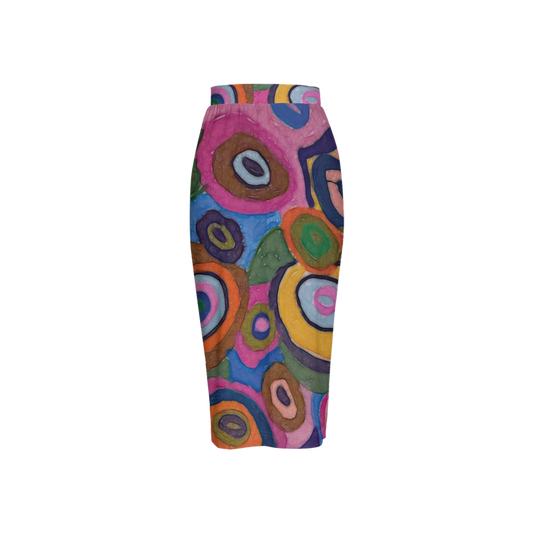 Warm Autumn Bubbles Women's Back Split Pencil Skirt-Heavy Knit